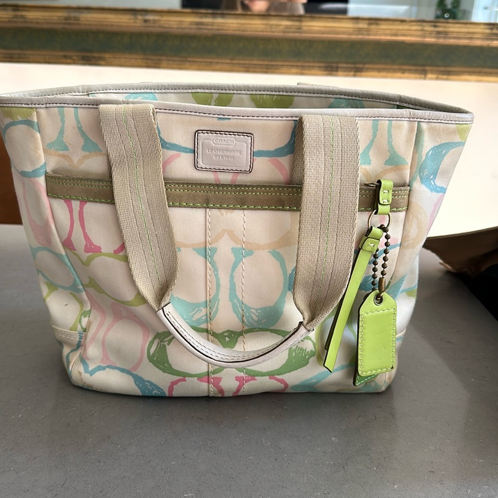 Coach Pastel Hampton Signature Scribble Shoulder Bag (Style No. 247)